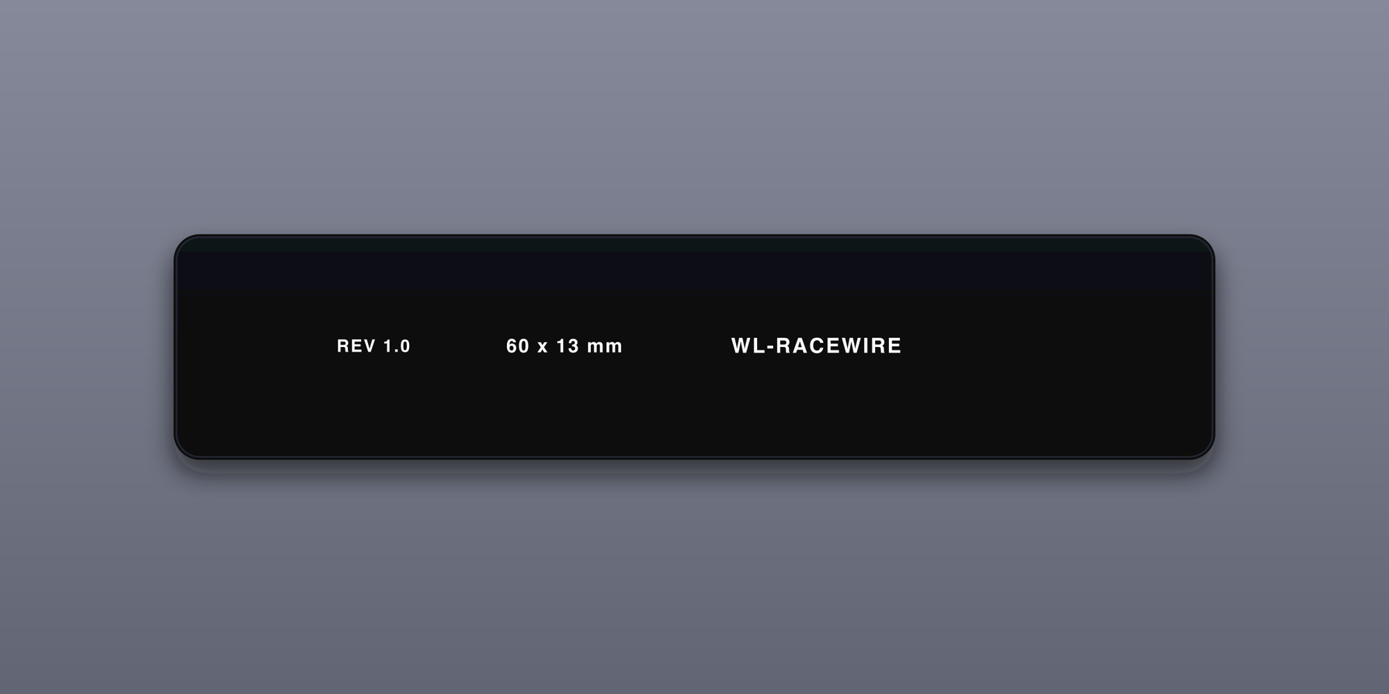 Warfare Labs Racewire bottom — REV 1.0, 60 × 13 mm